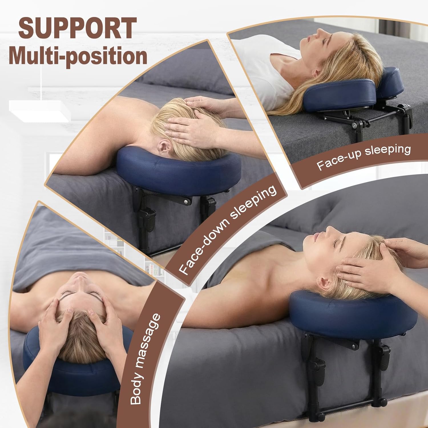 Massage Head Rest for Bed, Adjustable Massage Face Cradle, Home Mattress Top Massage Kit, Home Spa and Salon Table Attachment, Massage Pillow Face Down Perfect for Eye Surgery Recovery & Relaxation