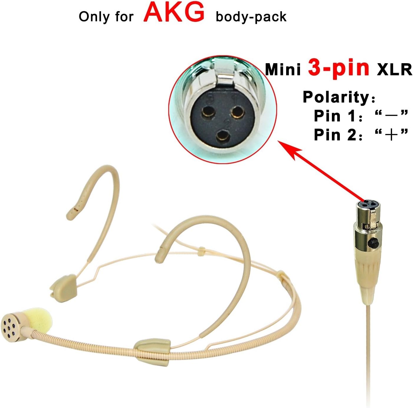 LOMEHO HM-81S6-L5 3 Pin Mini XLR Ear Microphone Condenser Ear Hook Hanging Headset Microphone (HM-81S6-L5)