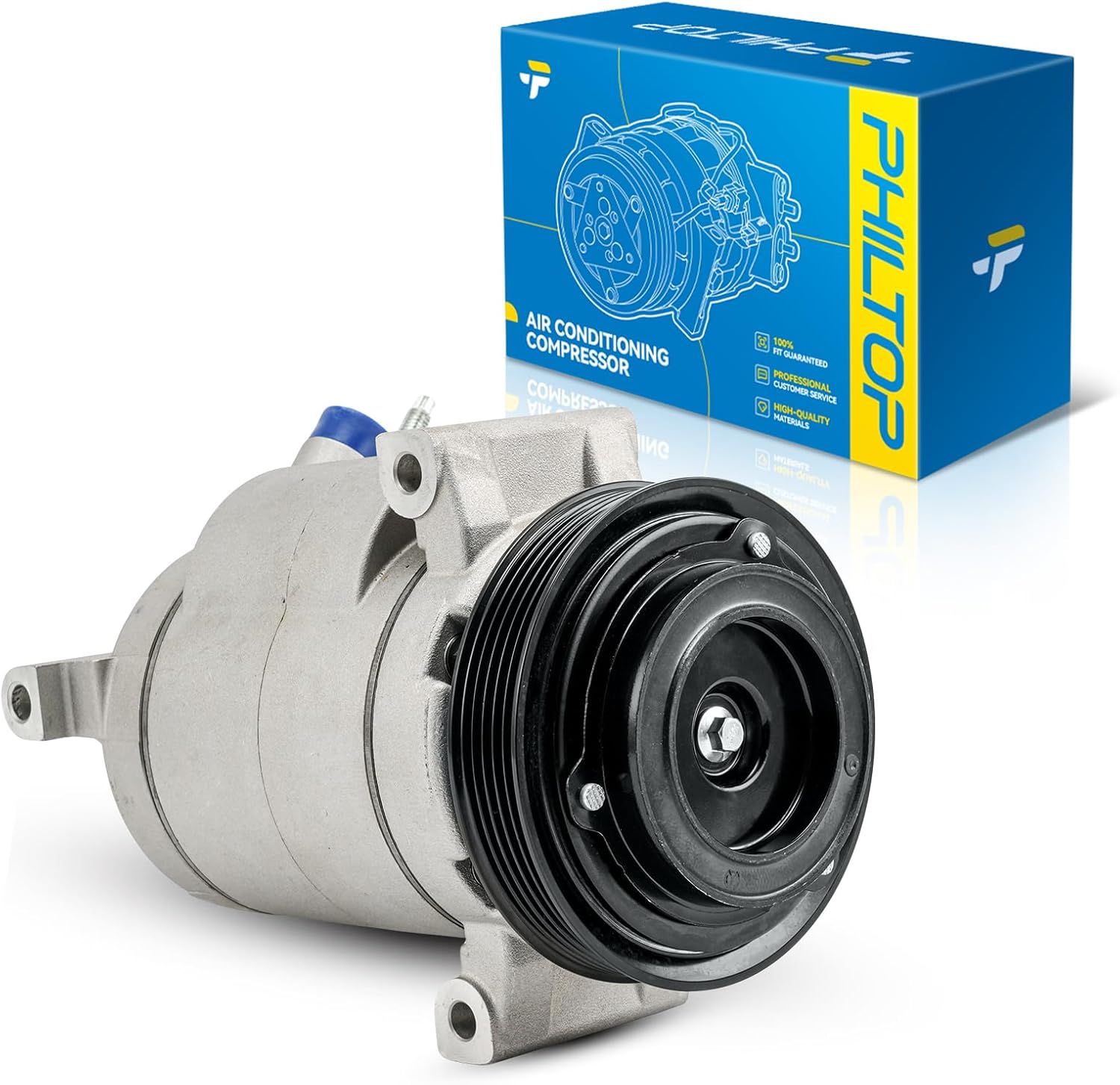 PHILTOP 68680 AC Compressor with Clutch Fit for Equinox 2010-2011 2.4L, Terrain 2010-2011 2015 2.4L, Air Conditioning Compressor