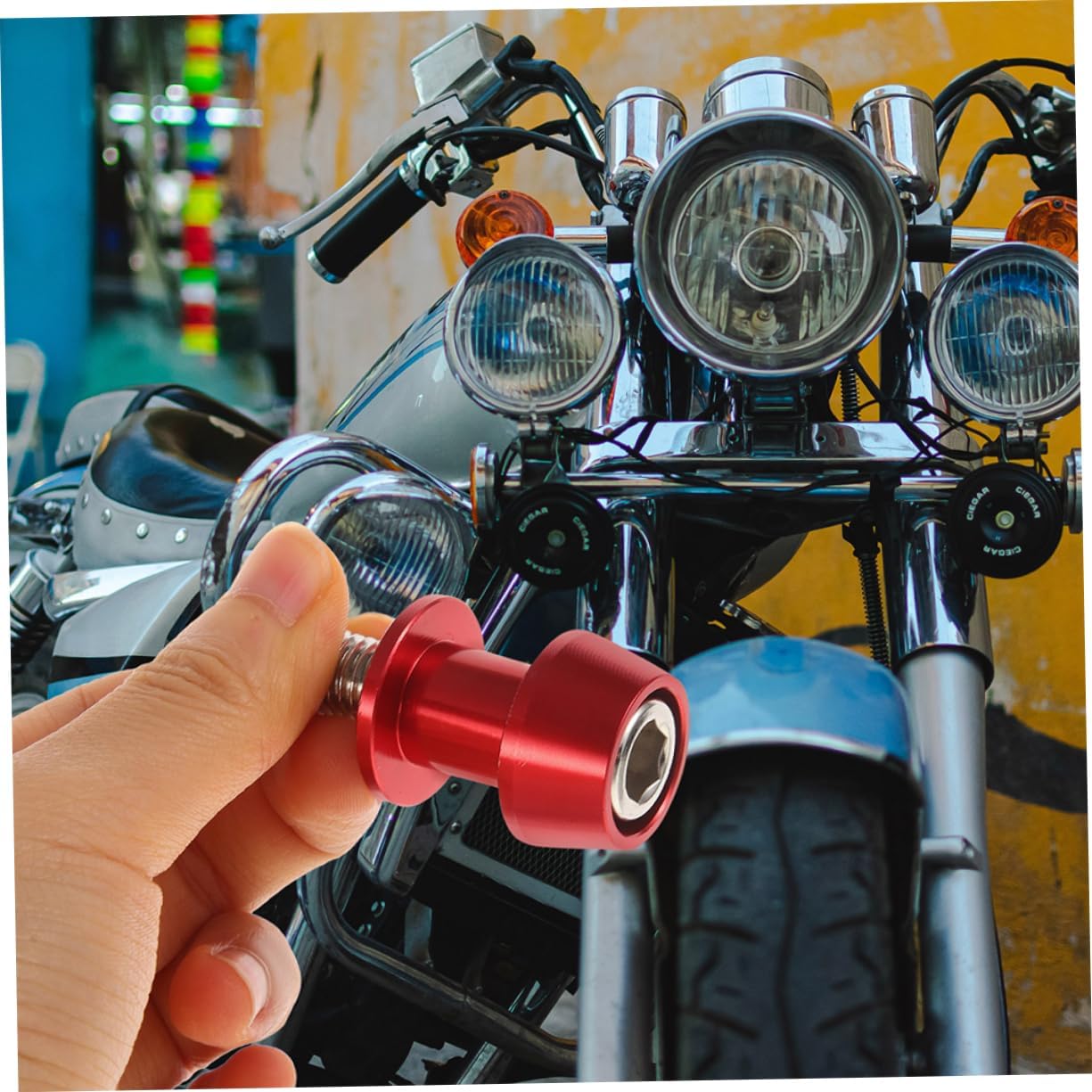 Mikinona 2pairs Motorcycle Swing Arm Spool Slider Aluminum Alloy Motorbike Stand Support Spools Resistance to External Elements for Various Models
