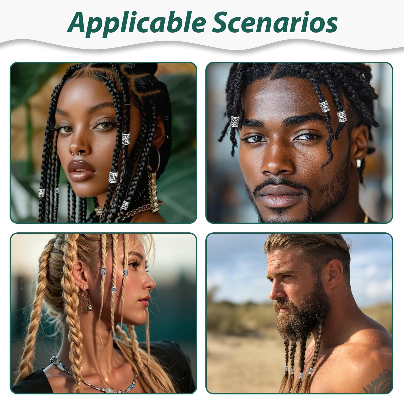 Perlas para barba vikinga accesorios pelo nórdicos rastas trenzas joyas nudo celta