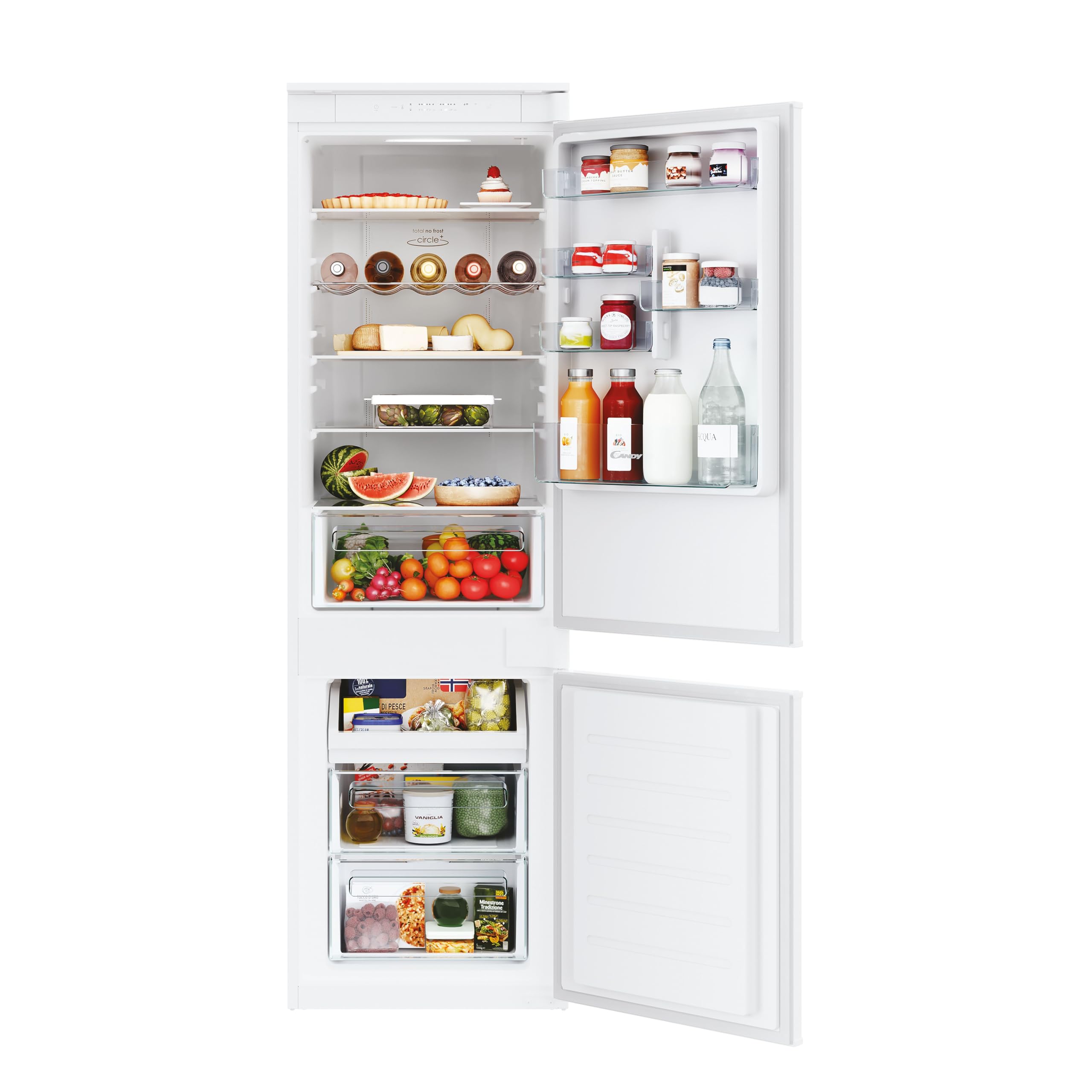 CANDY CBT3518EWK Integrated Total No Frost Fridge Freezer 248L Total Capacity, 70:30 split, White, E Rated