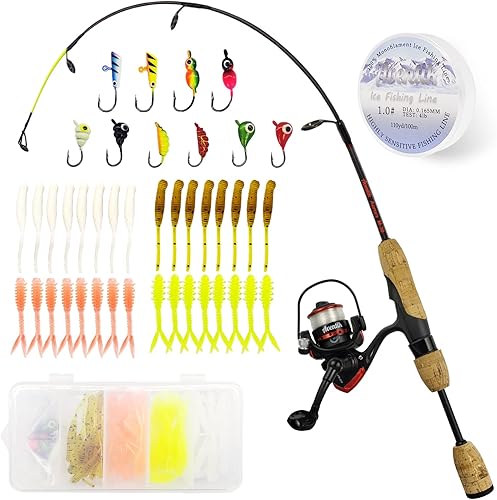 Miniatura 8 de Aventik Combo de Caña y Carrete de Pesca en Hielo Ultraligero 26/28/30/32 pulgadas Medio Ligero Acción Rápida Combos de Pesca en Hielo Multiespecie