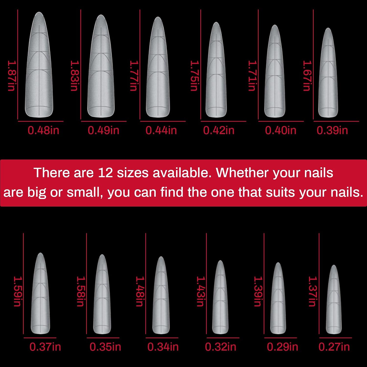 Guiding Line Nail Tips,Seamless Precise Positioning,12 Sizes