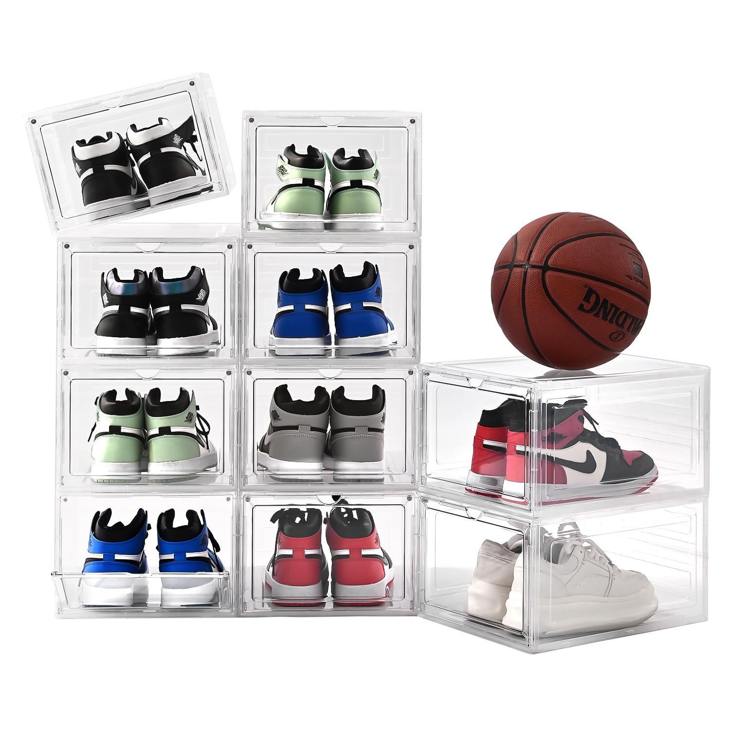 Magnetic Door Shoe Boxes 12-Pack Clear Shoe Organizer Boxes With ...