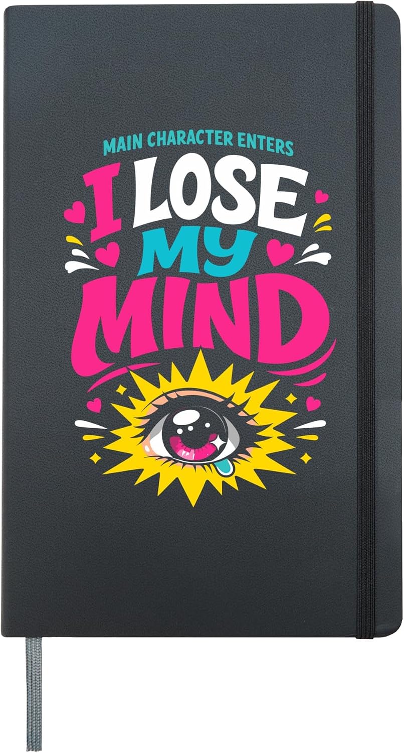 Anime Fangirl Screaming Anime Reaction Humor Excited Weeb Hardcover Journal, Black
