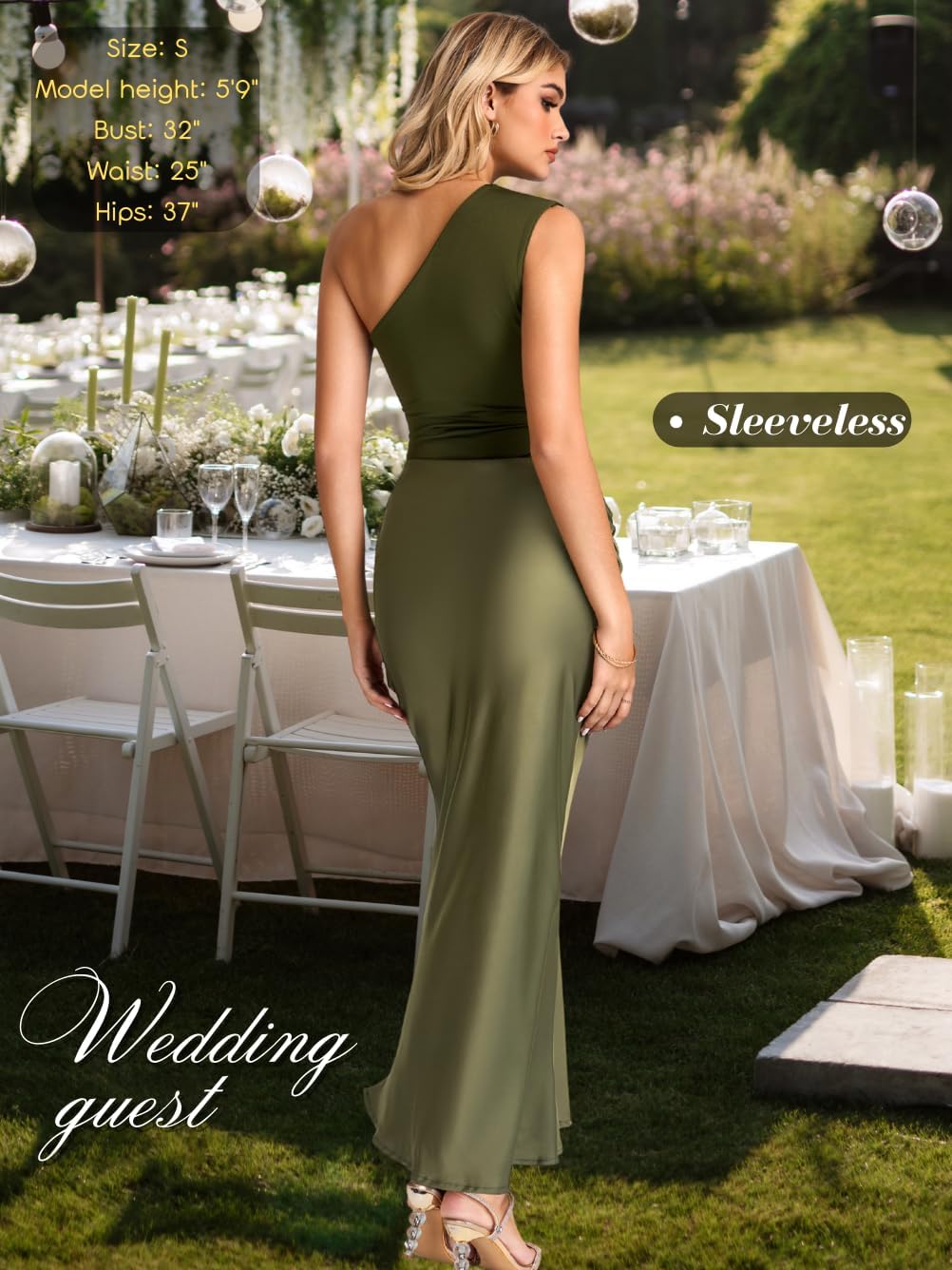 Kaei&Shi Elegant Ruched One Shoulder Dresses,Satin Long Formal Wedding Guest Dress,Prom Cocktail Party Evening Gowns - Image 4