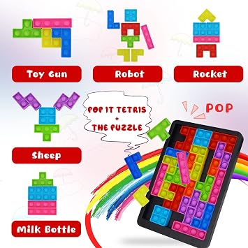 Silicone Sensory Fidget Toys for Kids Boys Girls, Puzzle Pop Game for Kids Adults Anti-Stress & Relax Squeeze Toys - Best Puzzle Gifts