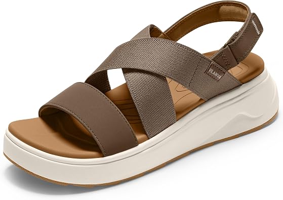 Vilanva Womens Platform Walking Sandals with Arch Support Comfortable Orthotic Wedge Sandals for Plantar Fasciitis Relief Casual Criss Cross Strappy for 2026 Summer trendy Outfits