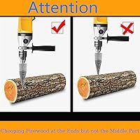 Vista 6 de Broca para leña, divisor de madera, 4 piezas de divisor de leña, divisor de leña, tornillo de trabajo para taladro manual, hexagonal, cuadrado