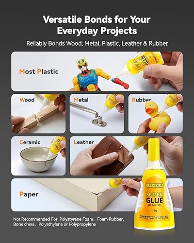 Miniatura 6 de Super Pegamento en Gel con Control de Precisión, 5MLDoble Interbloqueo Molecular Pegamento Super Fuerte de CA Transparente para Plástico de Zapatos,