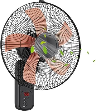 16in Oscillating Fan, Wall Mounted Fan, Personal Fans, Indoor Cooling Fans for Household, Garage, Workshop, Commercial, Gym & Covered PatioRemote Control