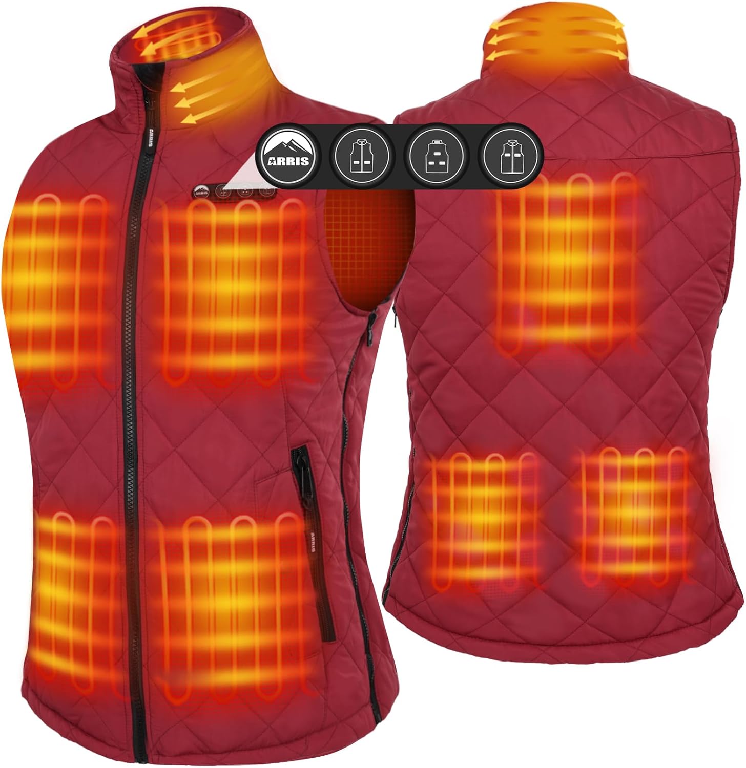ARRIS Women`s Heated Vest, Size Adjustable 7.4V Electric Warm Vest with Battery Pack…