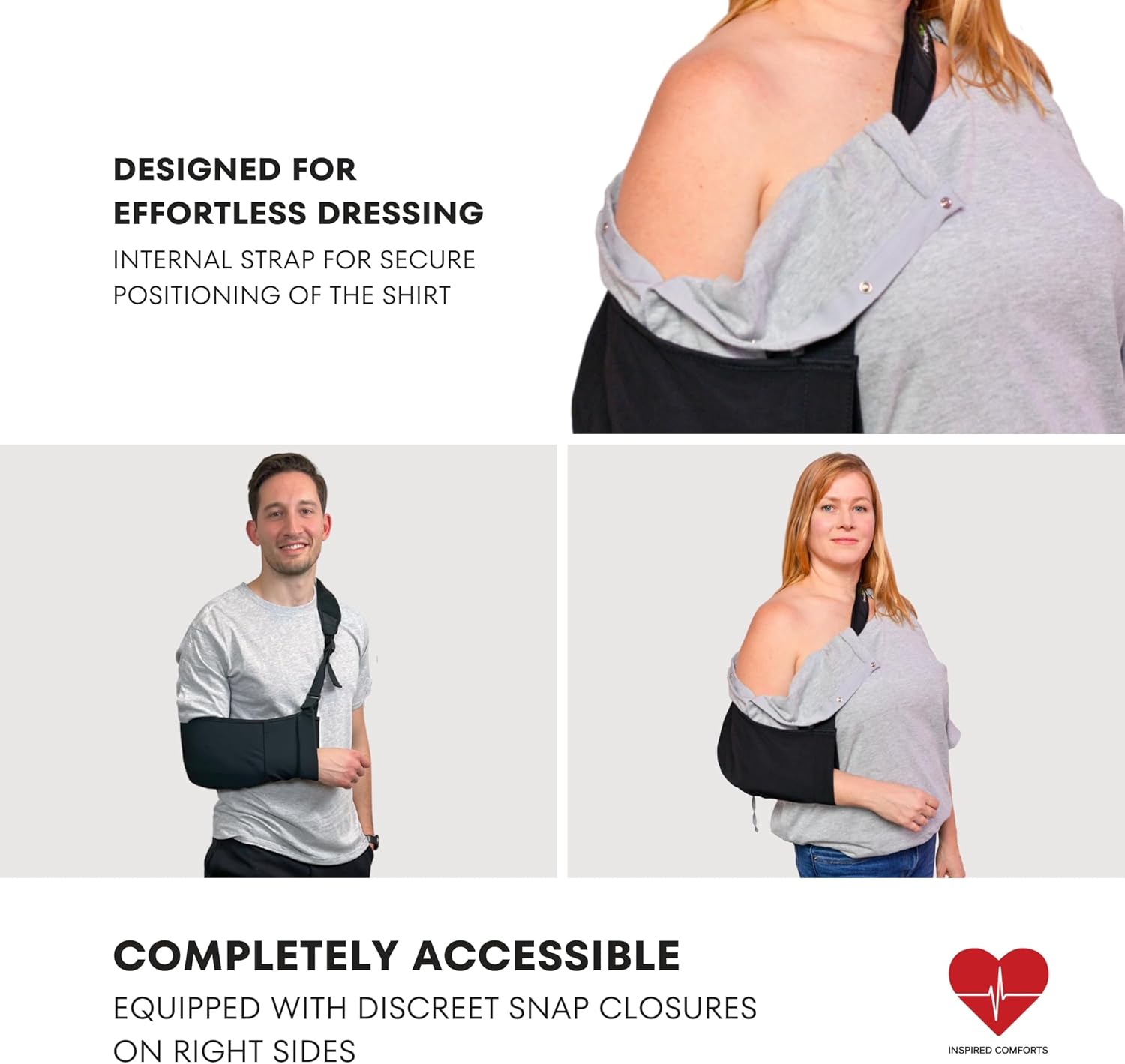Inspired Comforts Unisex Right Shoulder & Side Access Post Surgery & Rehab Snap Shirt - Image 2