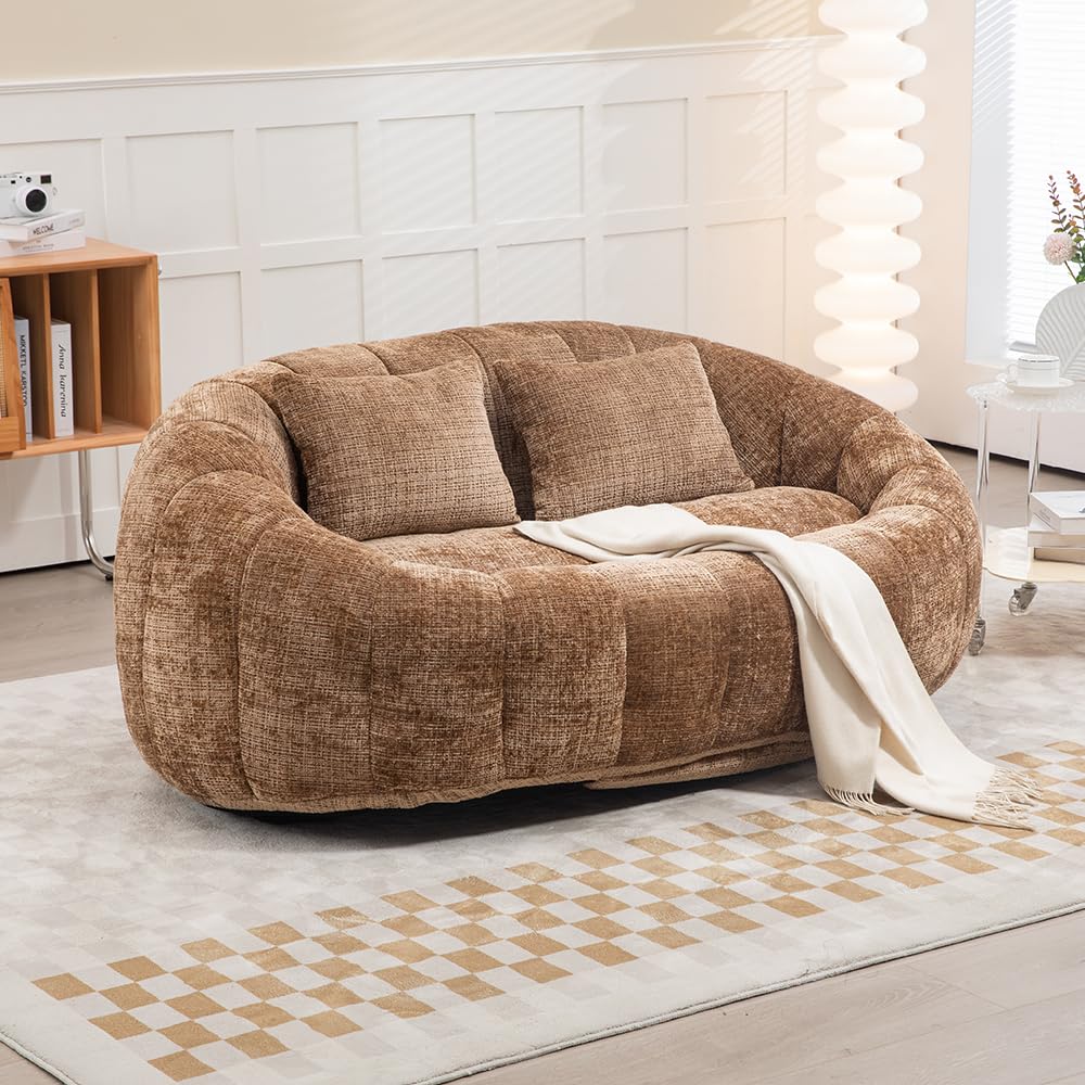 WILLIAMSPACE Bean Bag Chair for Living Room, Indoor LazyBeanbag Sofa Comfort Lounger, Cozy Floor 2 Seat Sofa Accent Chair for Indoor & Outdoor, Reading Chair, Chenille (Emerald)