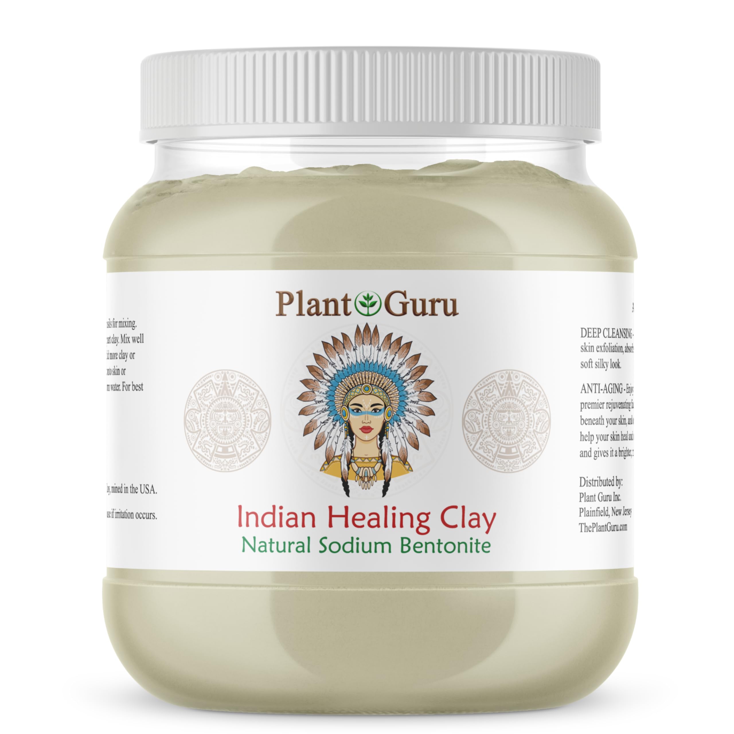 Plant Guru Sodium Bentonite Clay Powder 3.5 lbs. Bulk 100% Natural Indian Healing Clay - Deep Pore Cleansing Facial And Body Mask - Detox Clay for