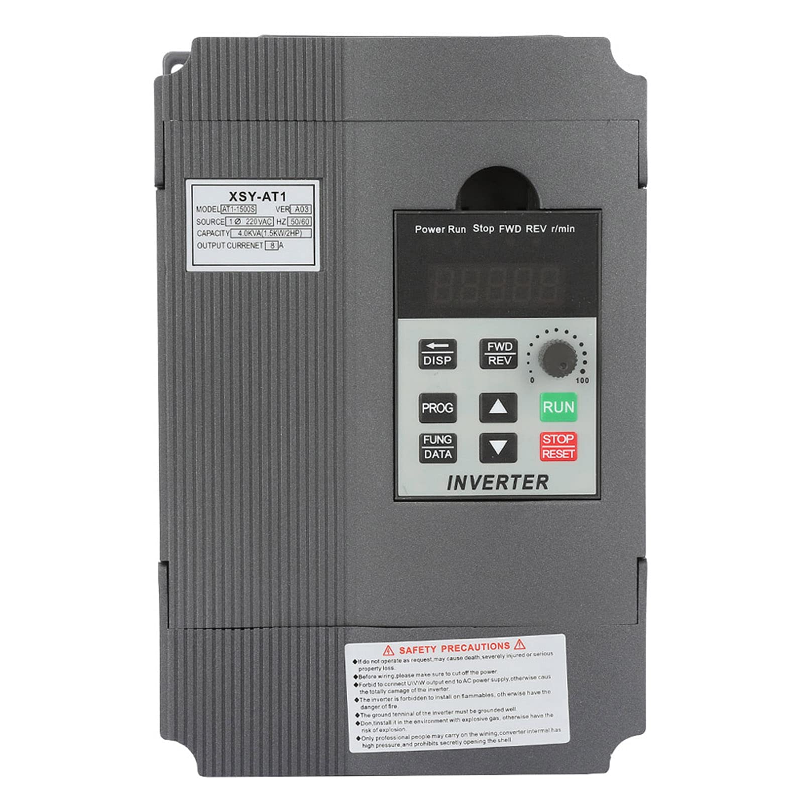 FTVOGUE Azionamento a Frequenza Variabile, Regolatore di velocità VFD PWM per Motore CA Trifase da 1,5 KW, Ingresso Monofase CA 220 V, Uscita da 0 a 400 Hz, Avvio Rapido per Officine e Macchine