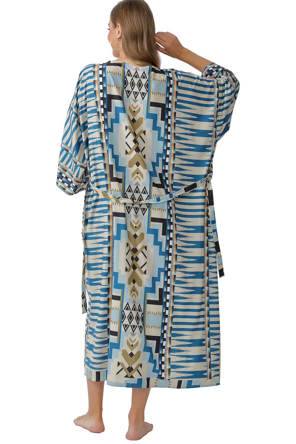 Women's Boho Kimono Long Cardigan Roomy Loungewear Oversized Kaftan Beach Dress Cover Ups Robes