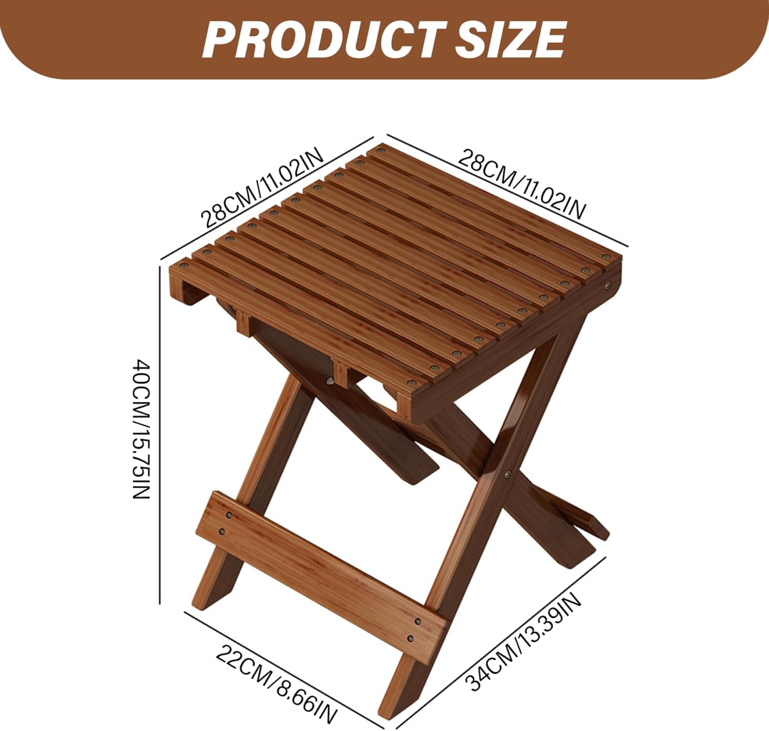 Folding Stool Wooden Collapsible with x-Shaped Feet Stable Strong Portable Small Chair for Picnics Crafts Camping, Foldable Stool
