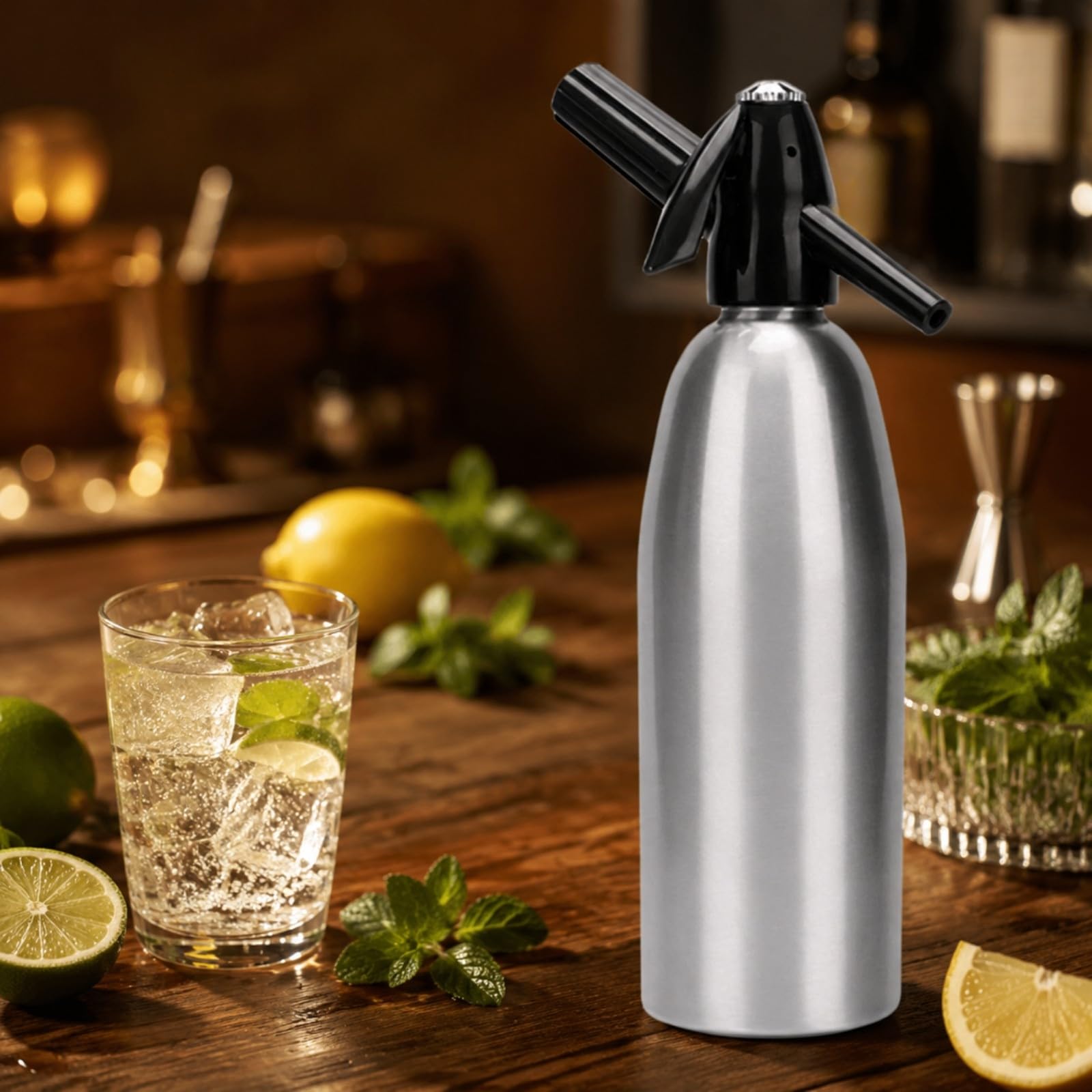 Sifón Carbonatador Bolla Aluminio | Diseño Cilíndrico Compacto, Sifón gaseosa 1000 Ml, para Entrenimiento Informal, Rojo
