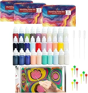 42PCS Water Marbling Painting Kit, Watercolor Paint Set for Craft, Turkish Marble Pattern Acrylic Pouring Floating Paint, Water Marble Paint for Birthday, Easter, Halloween, Christmas, New Year Gifts