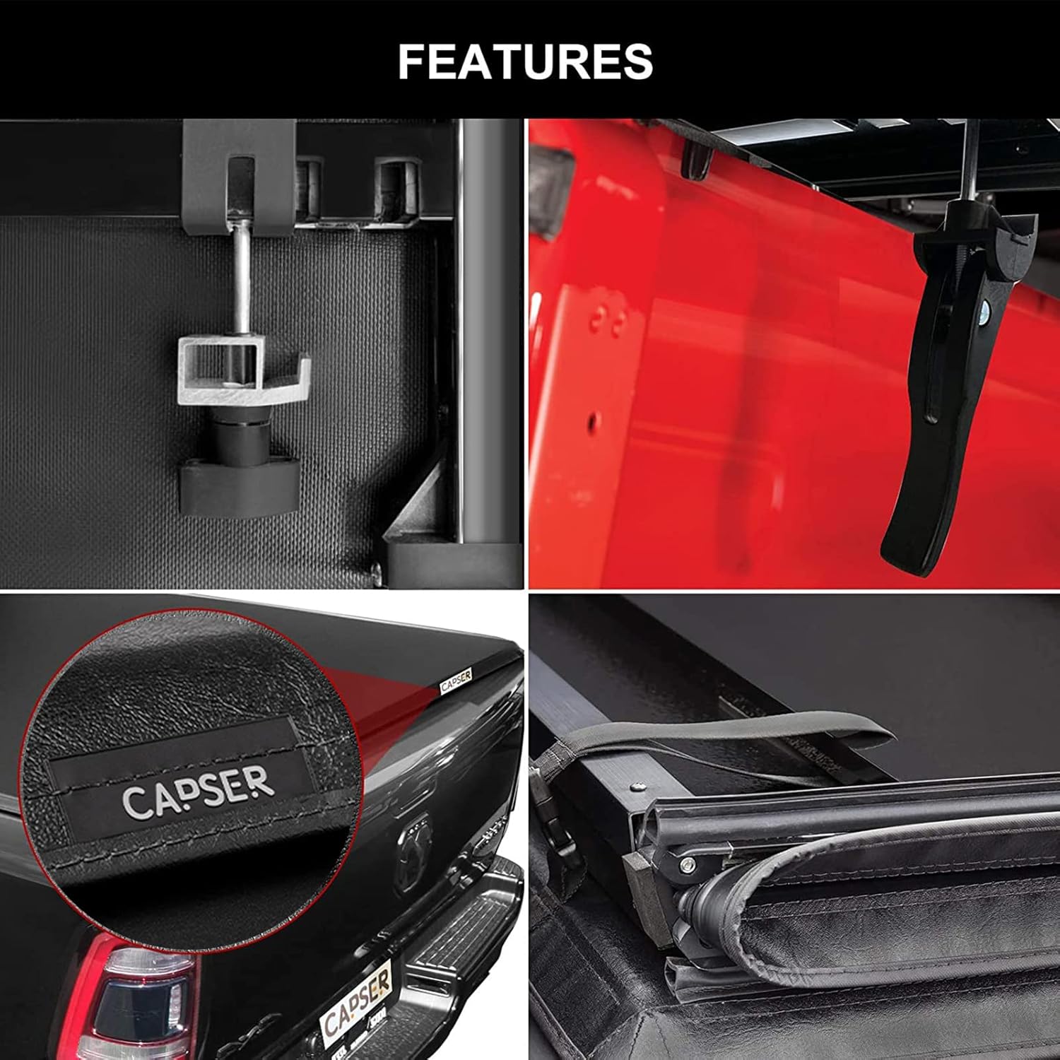 CAPSER Chevy/GMC Soft Quad Fold Tonneau Cover Compatible with 2014-2018 Silverado/Sierra 1500 ONLY 6.6FT 78Inch Truck Bed