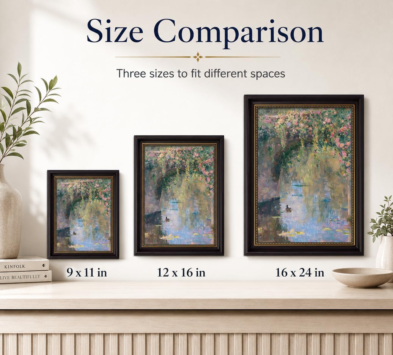 Gschupy Framed Vintage Monet Wall Art, Floral Landscape Wall Decor, 12x16in image 4