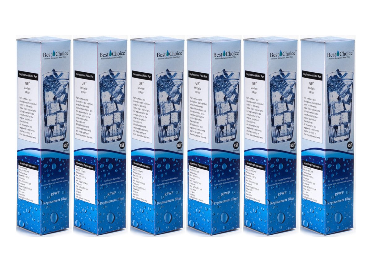 Confezione da 6 cartucce di ricambio compatibili GE RPWF da Best Choice per filtri dell'acqua certificati per frigorifero (non adatte a RPWFE)