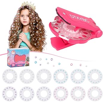 DTXYBC Hair Bedazzler Kit Hair Gemstone Styler with 180 Hair Gems Hair Sticker Machine Diamond Hair Machine Children's Styling Hair Tool for Girls Children Birthday Gifts