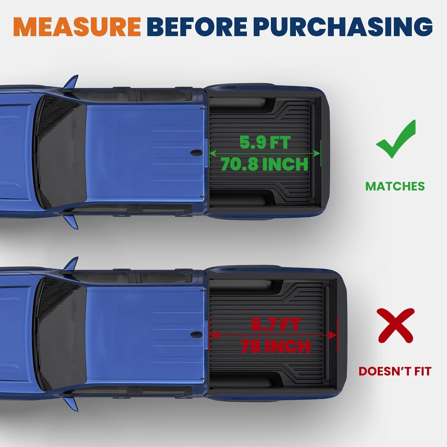 KUIPERAUTO 5.9FT Low-Profile Hard Truck Bed Quad-Fold Tonneau Cover Compatible for 2014-2019 Chevrolet Silverado GMC Sierra 1500/2500HD/3500HD- Hard 4 Fold Bed Cover 5.9 FT Bed On Top (70.8 inch)