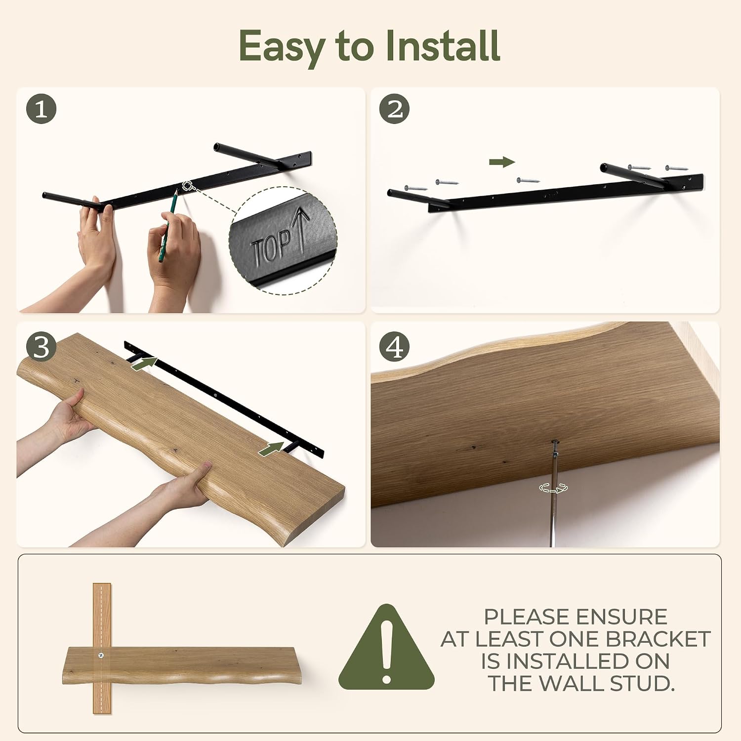 Afuly Long Floating Shelves for Wall, 32 Inch Live Edge Shelves with Hidden Bracket, Wood Wall Shelf for Bedroom, Living Room, Bathroom, Modern White Oak Decorative Display Storage Shelf, Set of 2