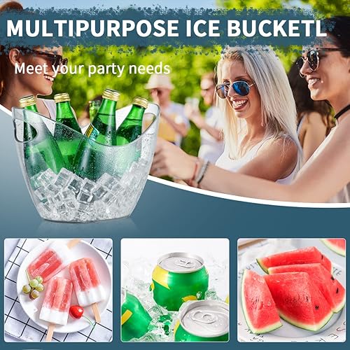 Miniatura 7 de Cubo de hielo para fiestas o bar, bañera de plástico transparente de 3.5 litros, perfecto para 2 botellas de champán, cerveza, vino o bebidas. Cubo