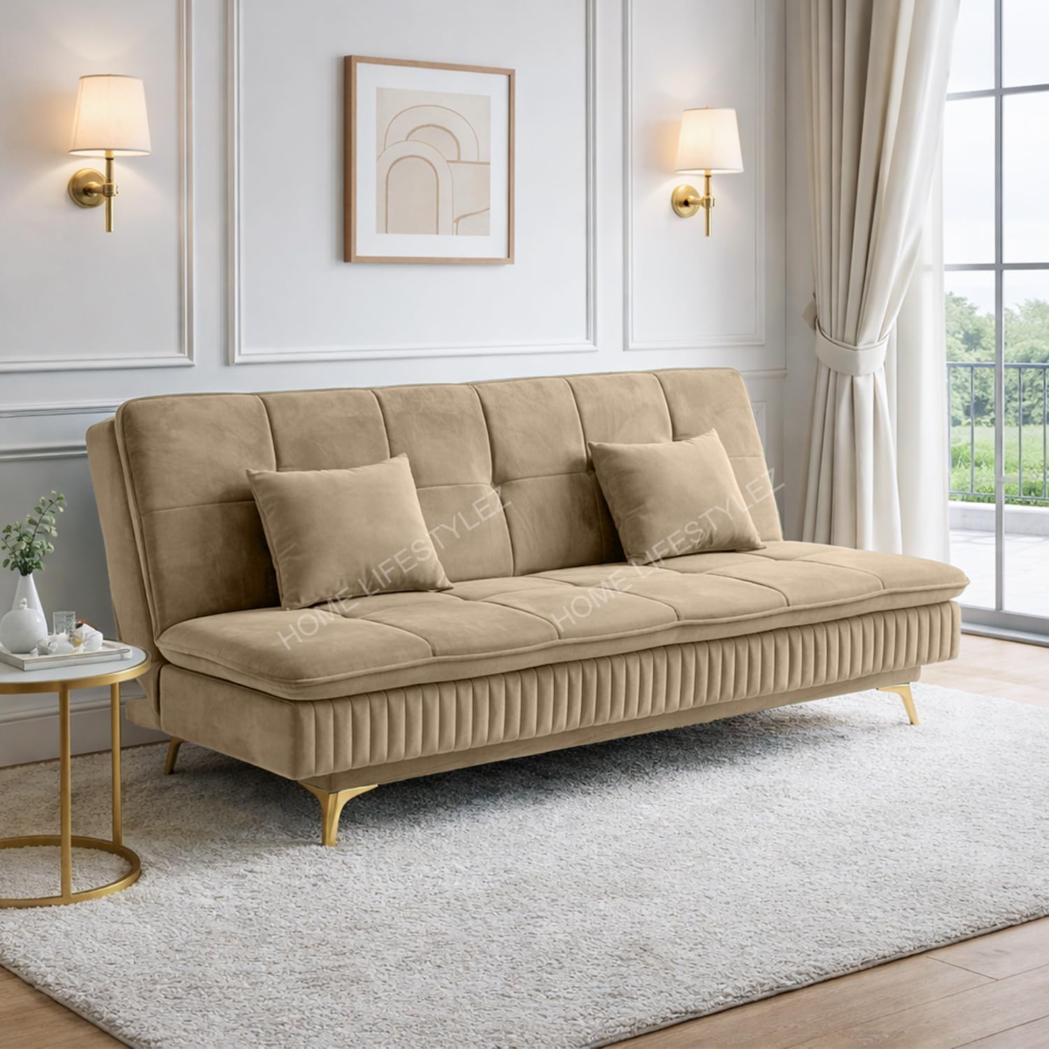 Home Lifestylez Reva Solid Wood 3 Seater - Sofa Cum Bed | Velvet Upholstered | Convertible Seating Sofa Bed for Living Roo... - Review, Price and Buying Guide