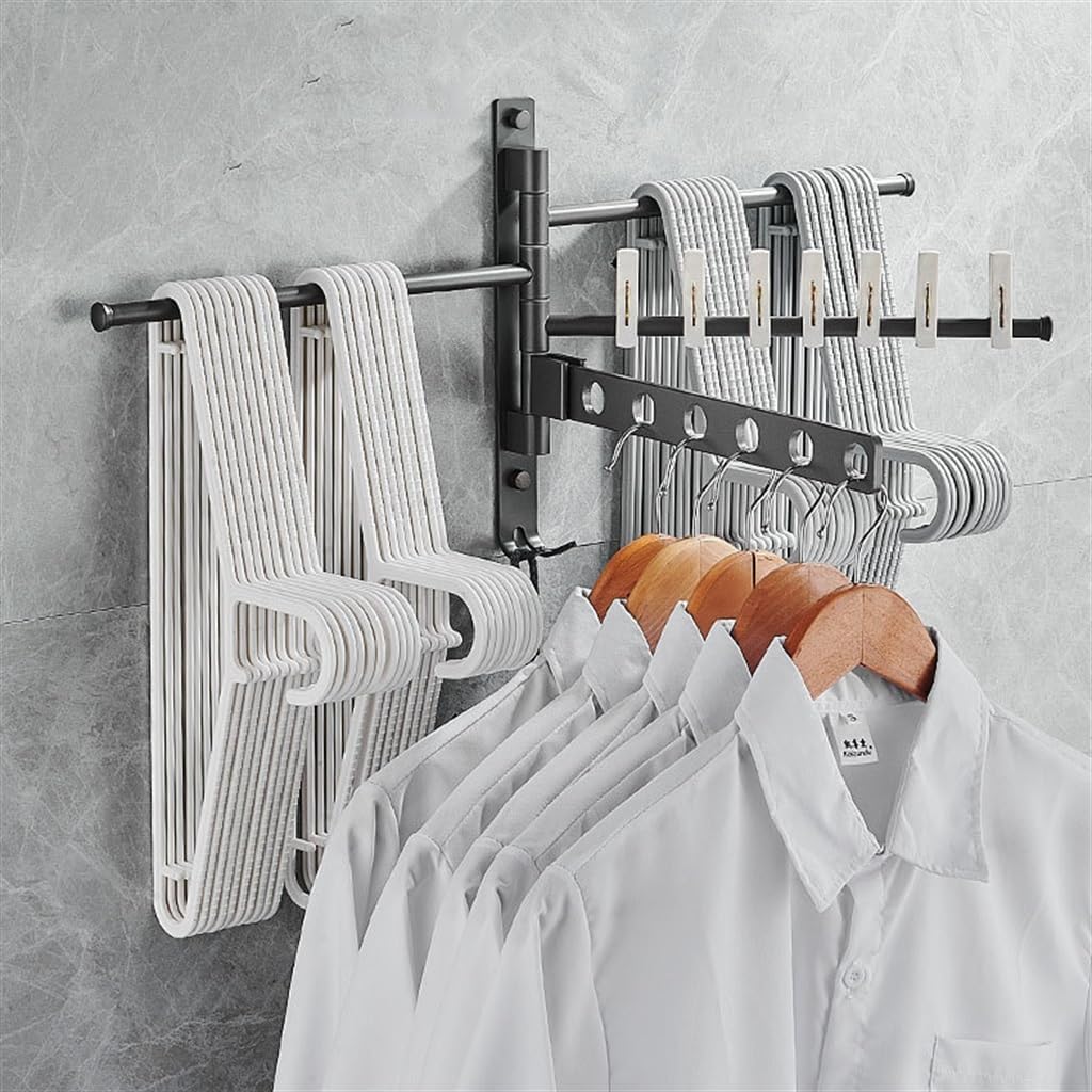 Rotating Drying Rack Bathroom Clothes Drying Balcony Wall Mounted Invisible Drying Rod