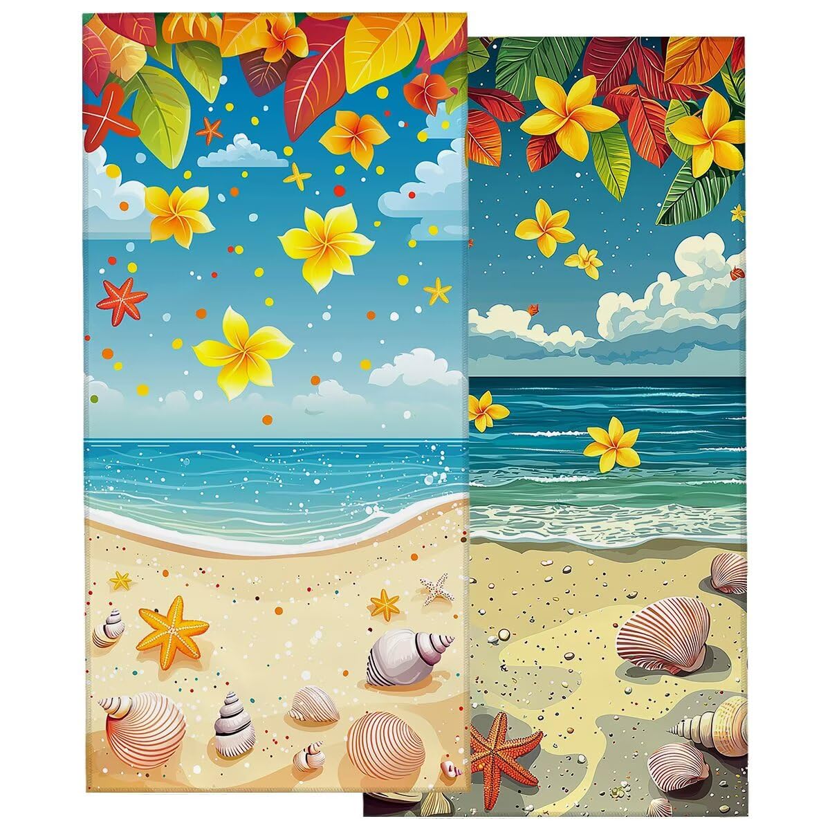 Telo Mare Microfibra, Telo Mare Grande 90x200cm 2 Pezzi, Asciugamano Palestra Donna Asciugatura Rapida, Antisabbia Asciugamano Microfibra, Leggero Asciugamani Palestra per Regalo (Paesaggio) -4500