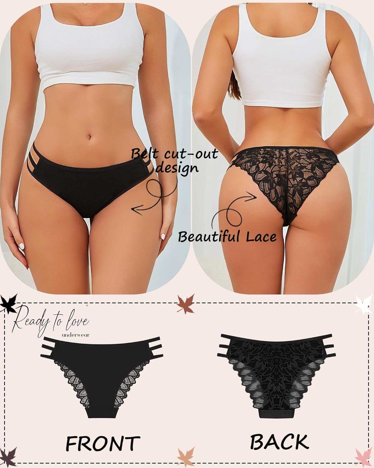 Sexy Lace String Underwear Women Pack Cheeky Bikini Stretch Breathable Ladies Underwear Panties - Image 6