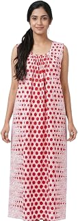 Women Sleeveless Pure Cotton Nighty (210326-D3) Price In India