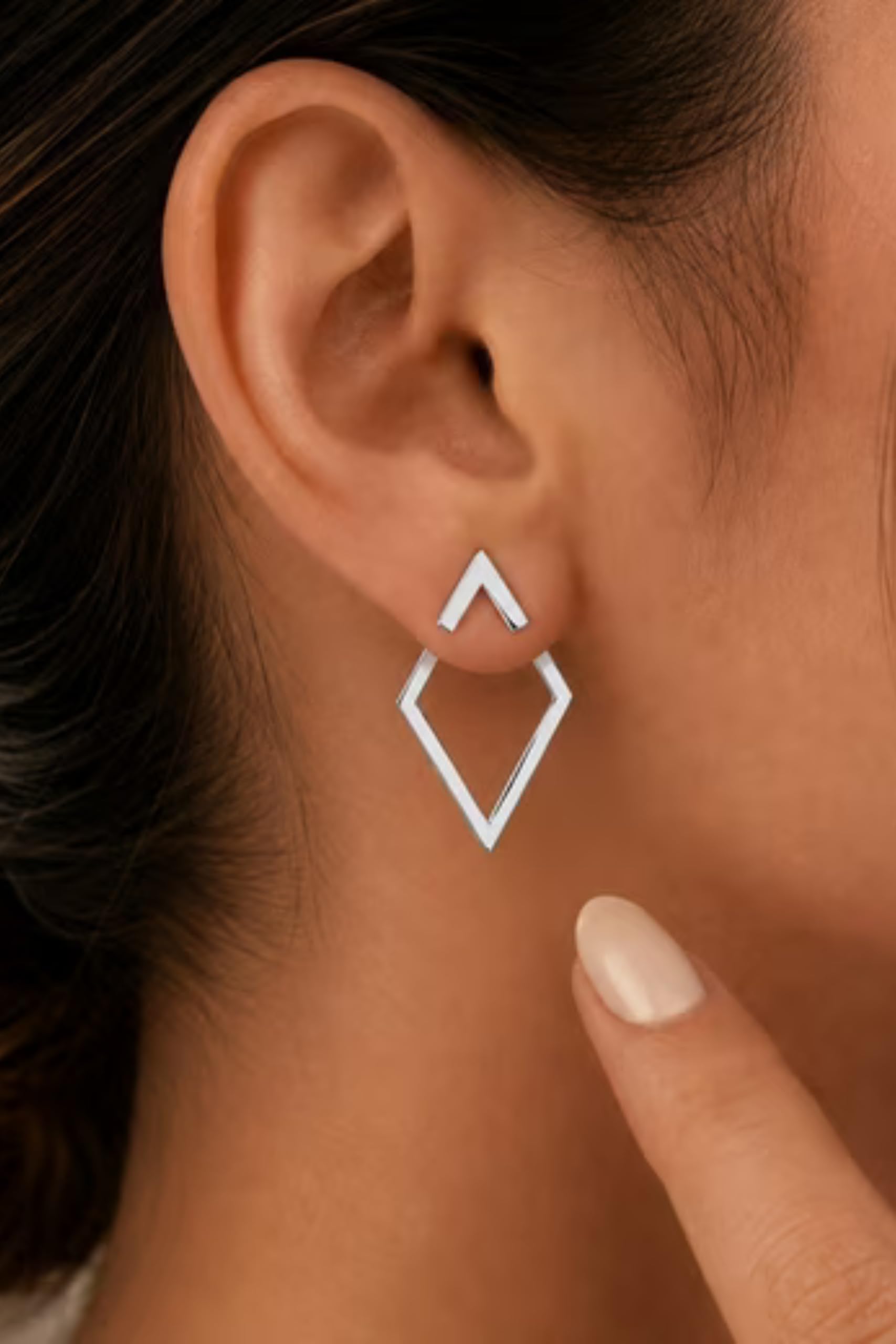 Orecchini da donna in argento con cut-out, in acciaio inox, ipoallergenici, geometrici ed eleganti