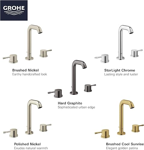 Miniatura 8 de GROHE 20297GNA Essence, grifo de baño de tamaño M de 2 manijas de 8 pulgadas, 1.2 GPM, amanecer fresco cepillado (oro cepillado)