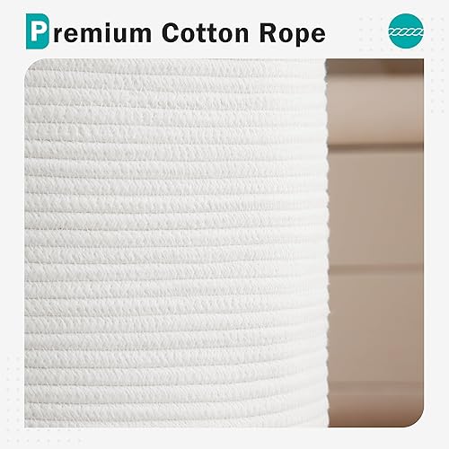 Miniatura 4 de Youdenova - Cesta de cuerda de algodón para la ropa sucia, 58 litros, plegable, cesta de almacenamiento de ropa para mantas, organización de