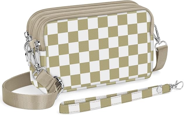 YINHEXI Small Crossbody Bags for Women, 3 Zippers Small Nylon Crossbody Purse for Travel, Cell Phone Wallet Bag for Women