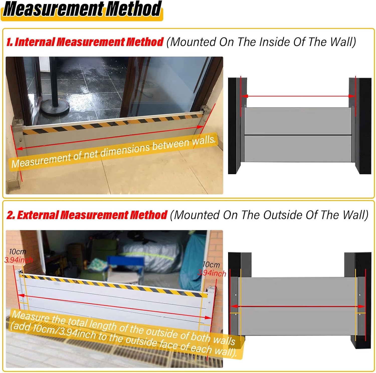 Temporary Reusable Aluminum Flood Barrier, Commercial Home Weatherproof Shield for Driveway, Warehouse, Garage, Size L95cm