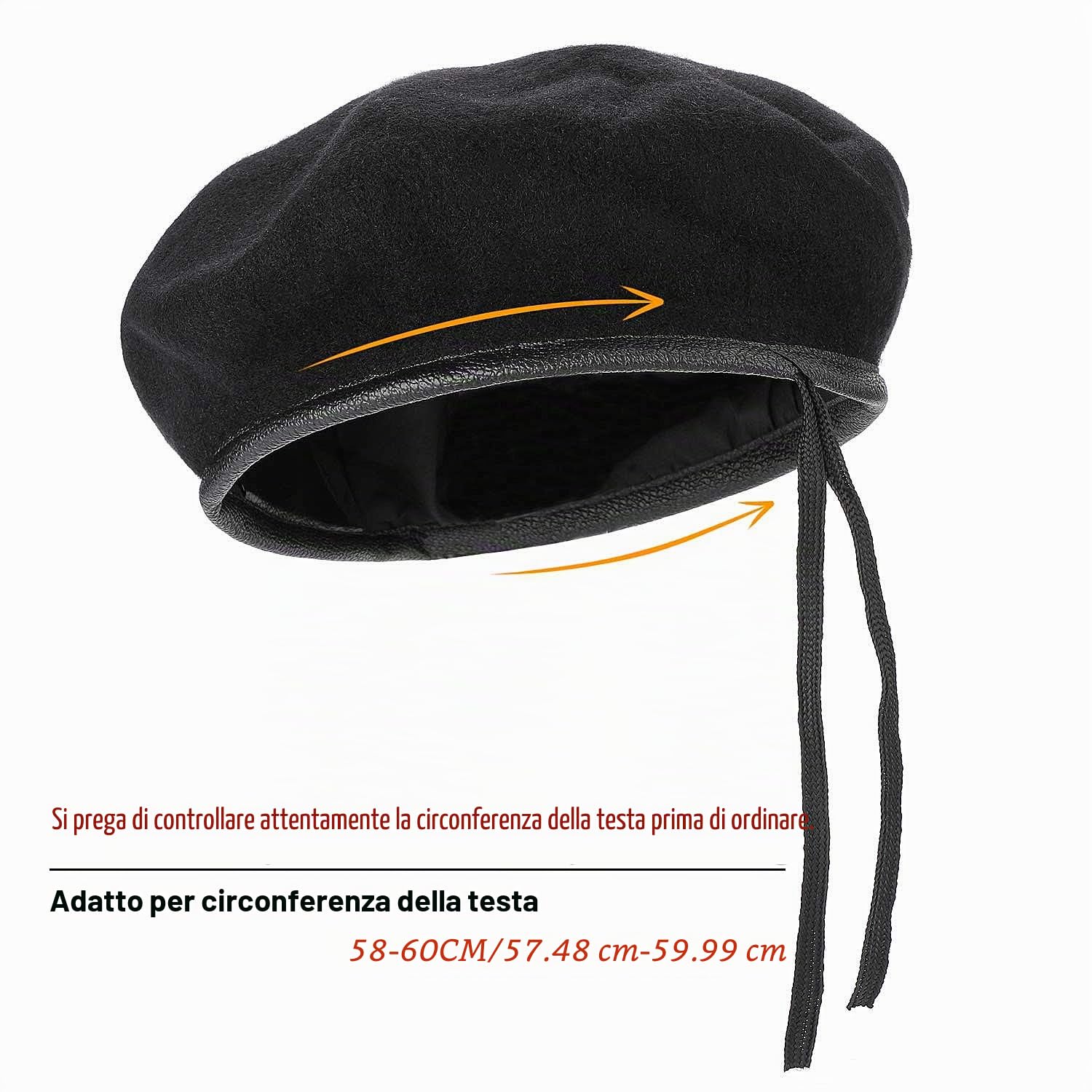 Berretti di Lana, Berretti Stile Esercito Militare da Uomo con Rifiniture in Pelle - Regolabili, Taglia Unica