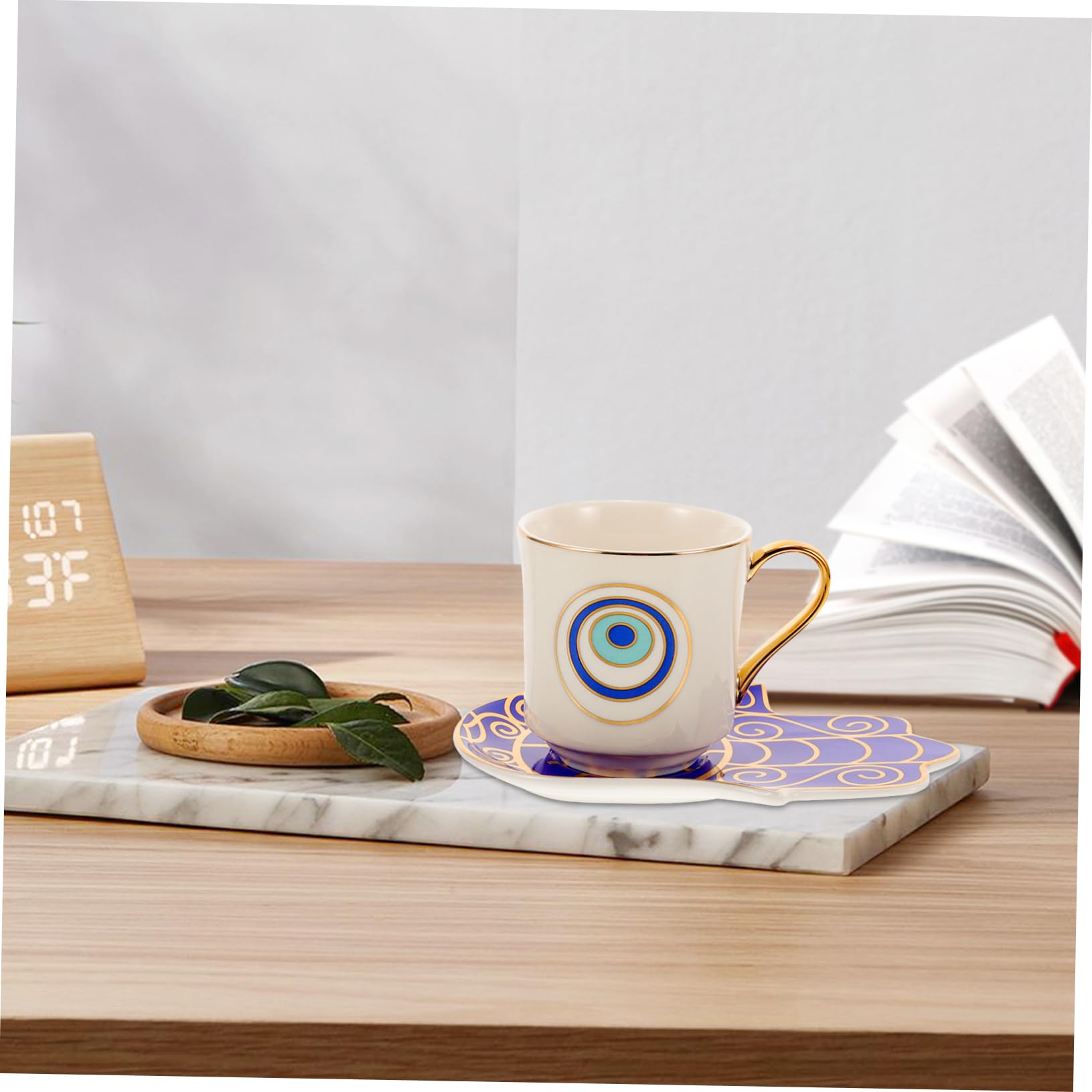 SHOWERORO 2 Juegos De Tazas De Café Tazas De Té De Cerámica Con Platillo Elegantes Y Fáciles De Limpiar Sin Cerámica.