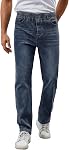 Mens Elastic Waist Jeans Relaxed Fit Stretch Denim Classic 5-Pocket Straight Leg Jean Pant
