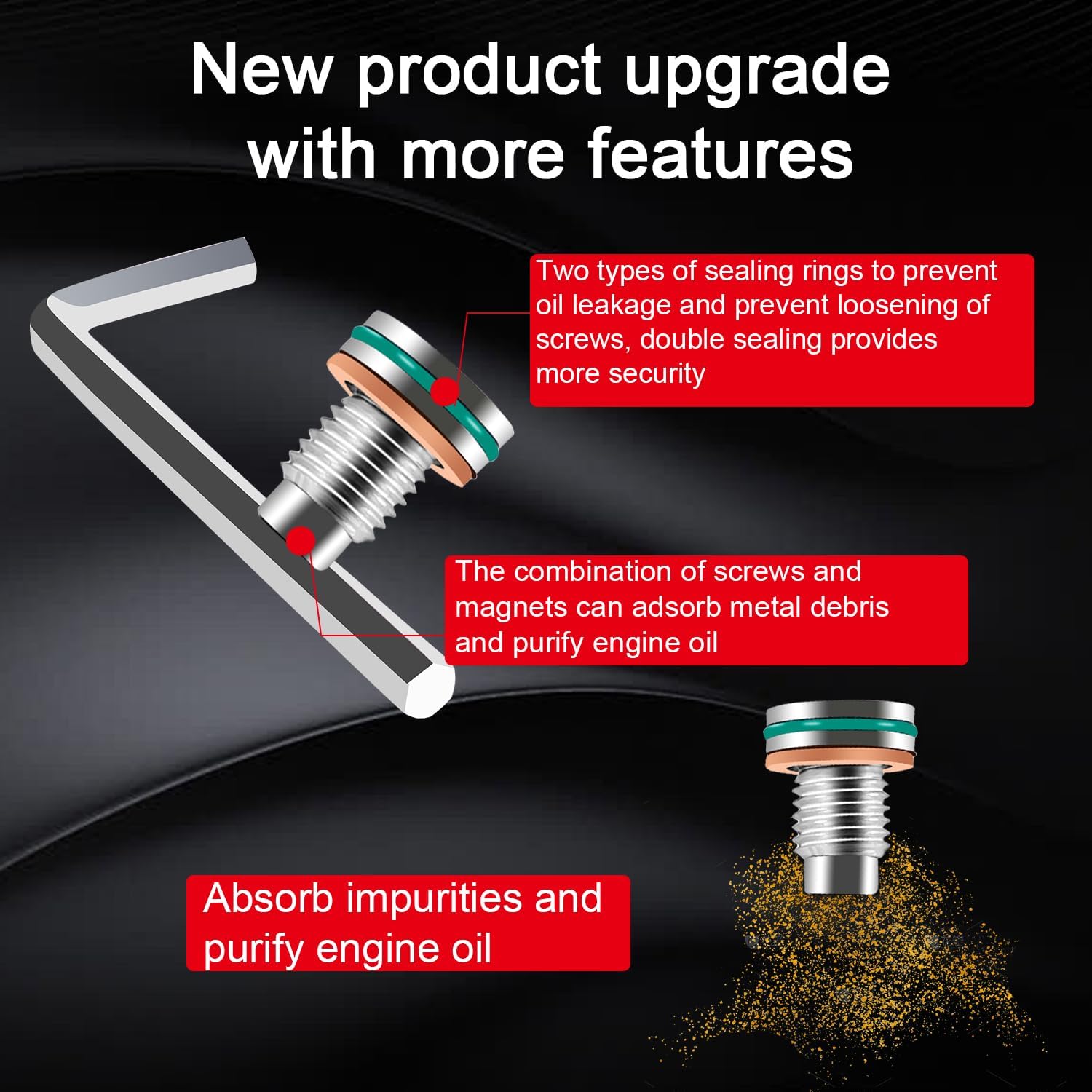 M16.1-1.5 x 15 Large Backpack Drain Plug,Stainless Steel Self Tapping Oil Pan Thread Repair Kit