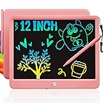TEKFUN LCD Writing Tablet for Kids Girls Toys, 12 Inch Erasable Drawing Tablet Doodle Board Colorful Doodle Pad, Gifts for Toddlers Girls Adults (Pink)