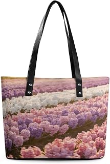 Flowers Ocean Scenery Tote Bag with Reinforced Bottom & Handles,Gym Bag Durable And Tip-proof,Weekender Bag to Top Zipper Closure,Daily Essentials