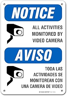 Warning Camera in Use Video Surveillance Sign, Bilingual English/Spanish, 7†x 10†Industrial Grade Aluminum, Easy Mounting, Rust-Free/Fade Resistance, Indoor/Outdoor, USA Made by MY SIGN CENTER