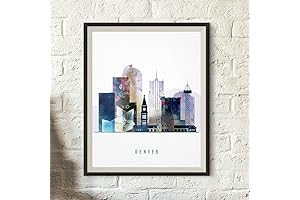 Unframed Denver Skyline Watercolor Art Print - Cityscape Wall Decor